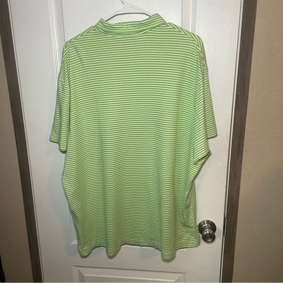 Polo Ralph Lauren Shirt Mens XXL Pima Cotton Green Striped Short Sleeve Polo - Picture 2 of 4